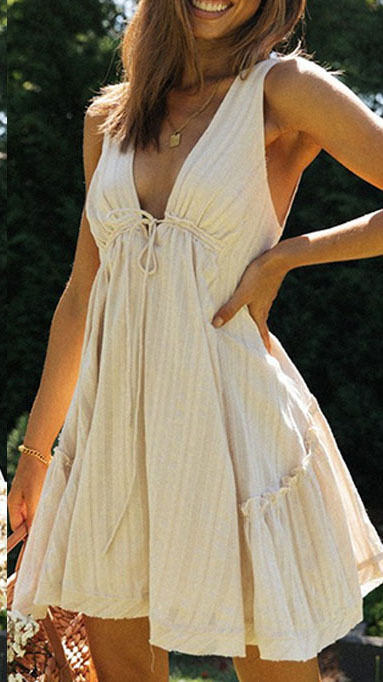 Women's Holiday V-neck Halter Short Dress