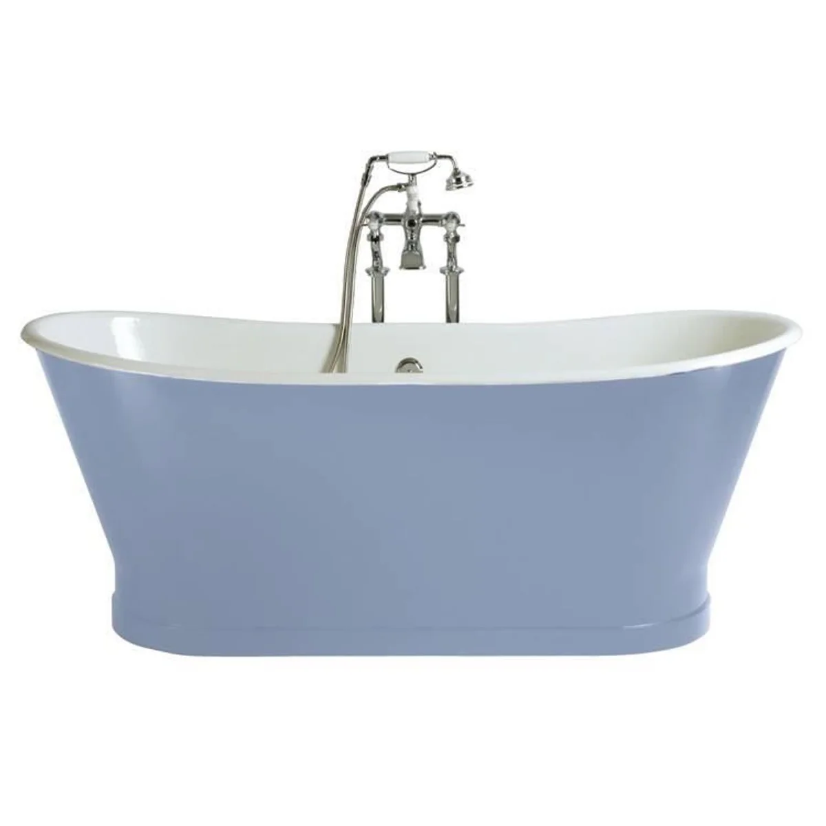 Casa Padrino bañera de lujo de hierro fundido azul claro / blanco 170 x 68 x H. 69,5 cm - Bañera curva independiente - Muebles de baño barrocos y Art Nouveau