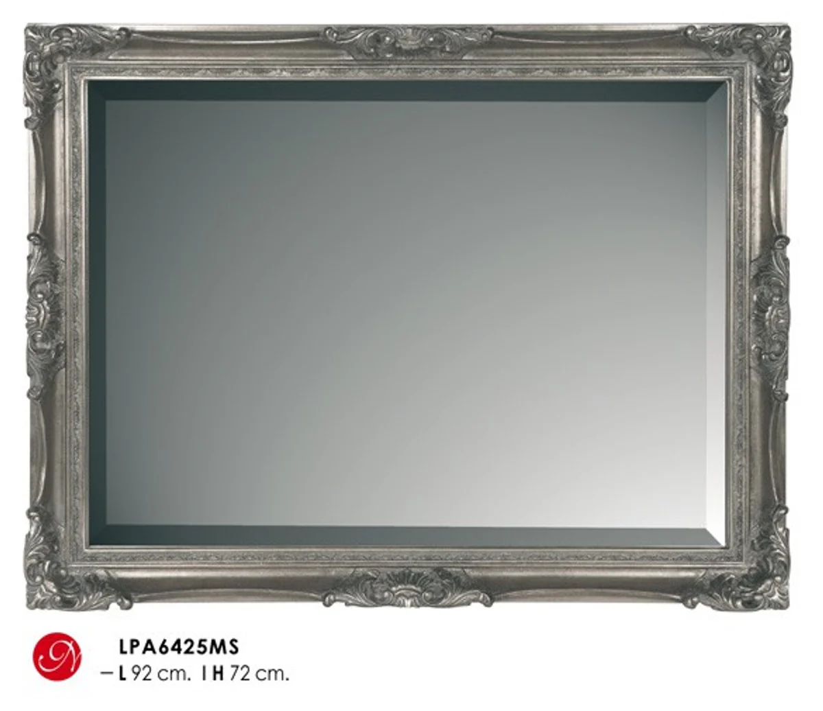 Casa Padrino Baroque wall mirror silver H 92 cm W 72 cm - Edel & Sumptuously - mirror silver color