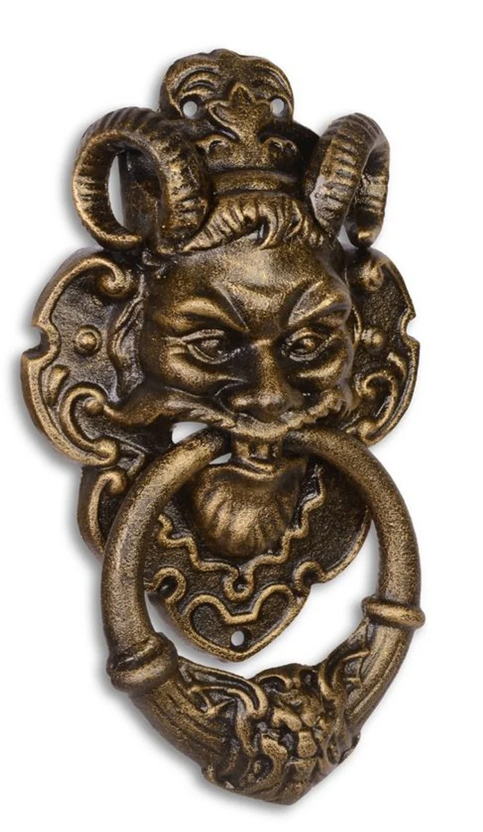 Aldaba de la puerta de Casa Padrino Barroco Devil Face bronce de hierro fundido 32.7 cm - Antique Jugendstil Gr¨¹nderzeit