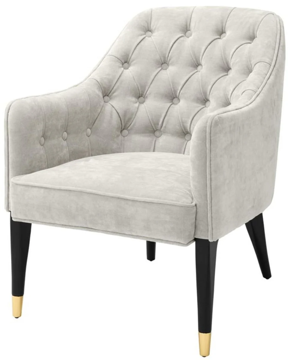 Casa Padrino Sillón de Lujo Colores de Arena / Negro / Oro 65 x 80 x H. 88 cm - Muebles Chesterfield