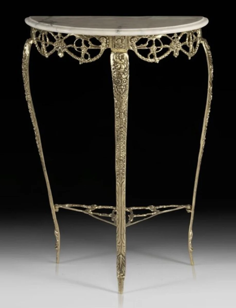 Casa Padrino consola barroco de lujo con tapa de m¨¢rmol oro / crema A. 80 cm - Muebles barrocos