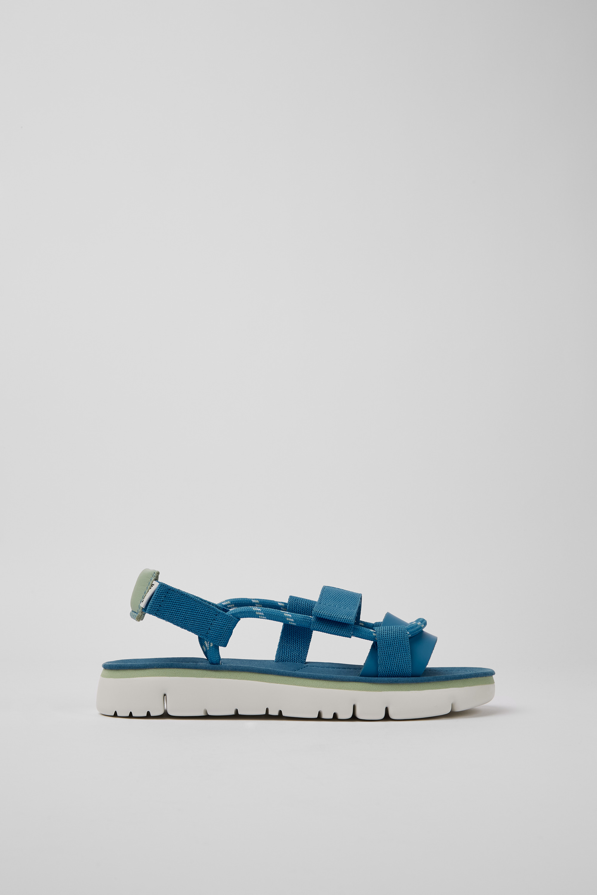 Oruga - Blue and green leather sandals for women