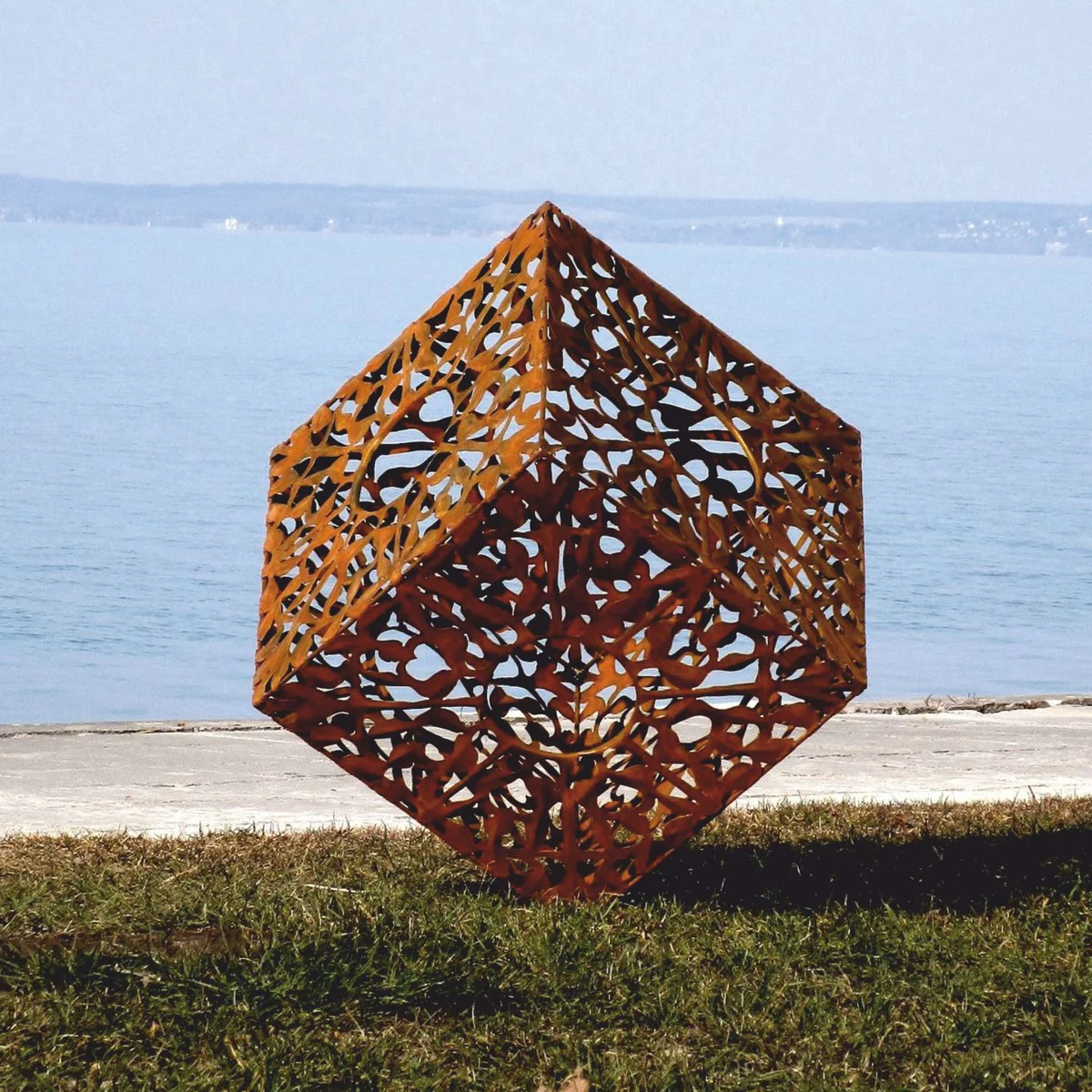 Casa Padrino escultura de acero de decoraci¨®n de jard¨ªn de lujo cubo ¨®xido A. 86 cm - Esculturas de metal