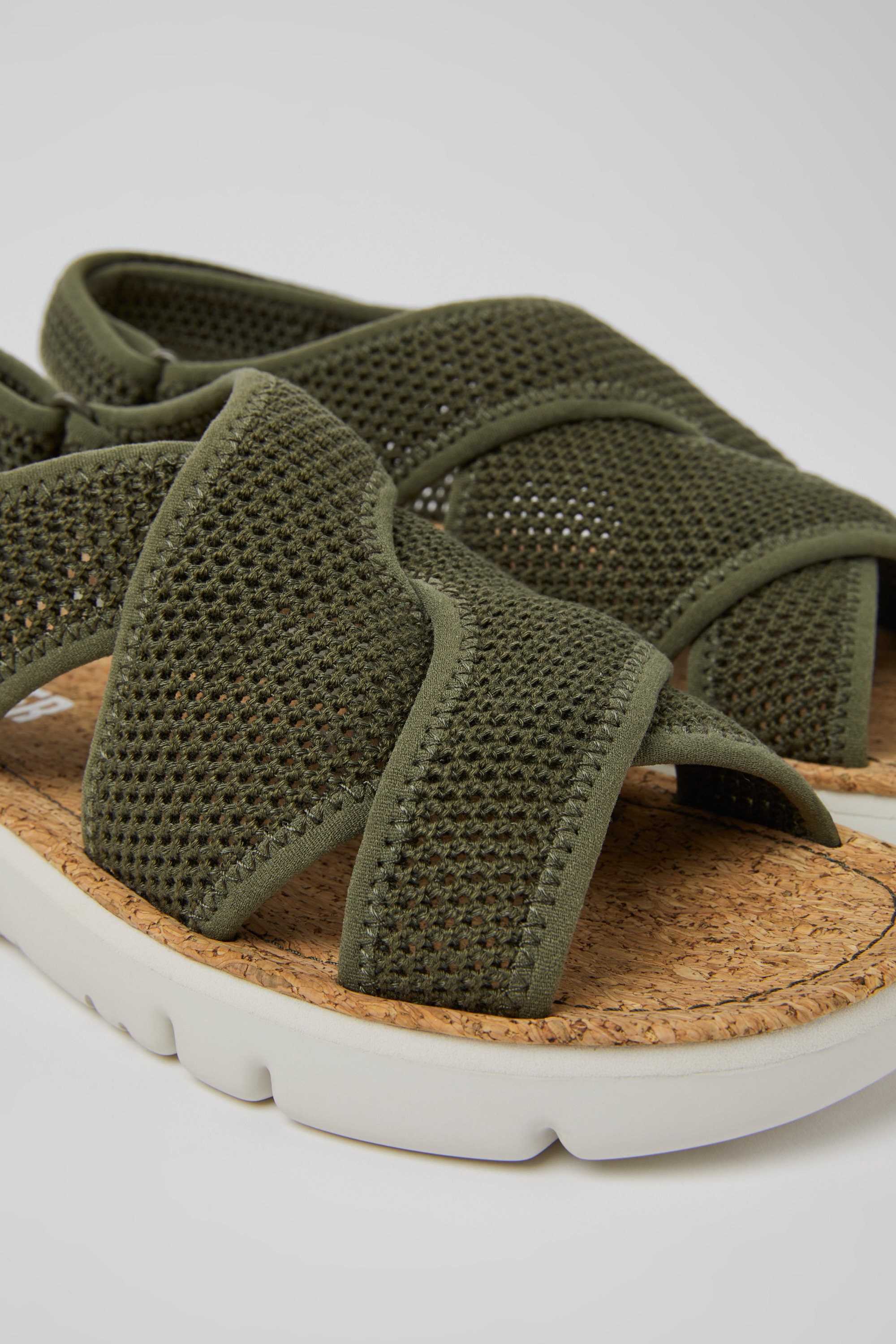 Oruga - Green textile sandals for women