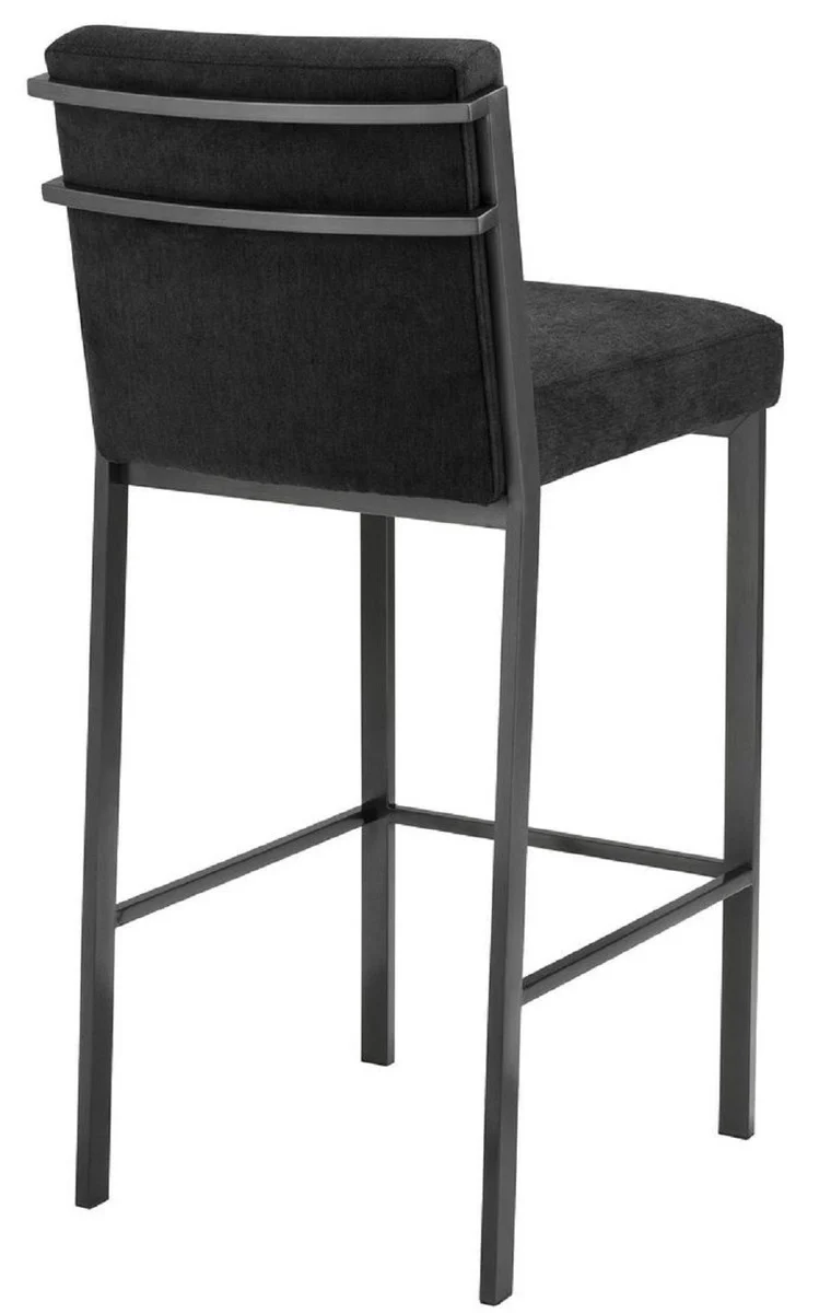 Casa Padrino taburete de bar de lujo negro / bronce 43 x 54 x H. 101 cm - Silla de Bar de Dise?o de Acero Inoxidable con Tejido de Terciopelo - Mueble Bar