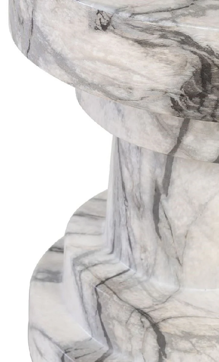 Casa Padrino mesa auxiliar / taburete de lujo con aspecto de m¨¢rmol blanco ? 38 x A. 45 cm - Muebles de sal¨®n con aspecto de m¨¢rmol - Muebles de lujo - Colecci¨®n de lujo