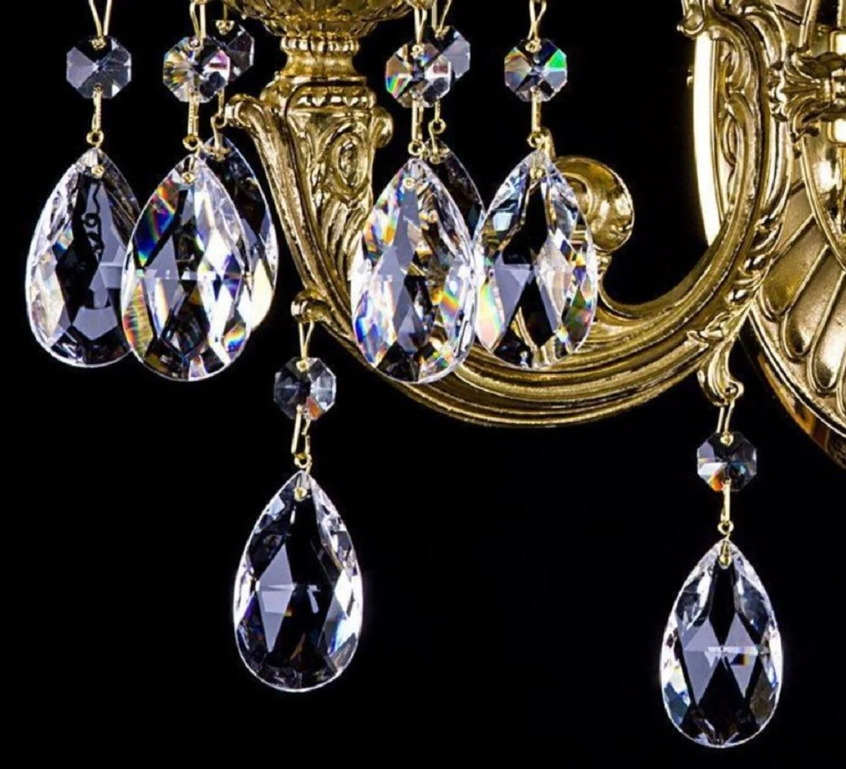 Casa Padrino lámpara de pared doble de cristal barroco de lujo oro 36 x A. 28 cm - Magnífica lámpara de pared de latón con cristal de Bohemia - Noble & Magnífica