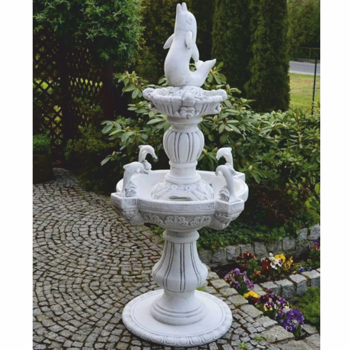 Casa Padrino fuente barroco delfines blanco / gris ? 80 x A. 170 cm