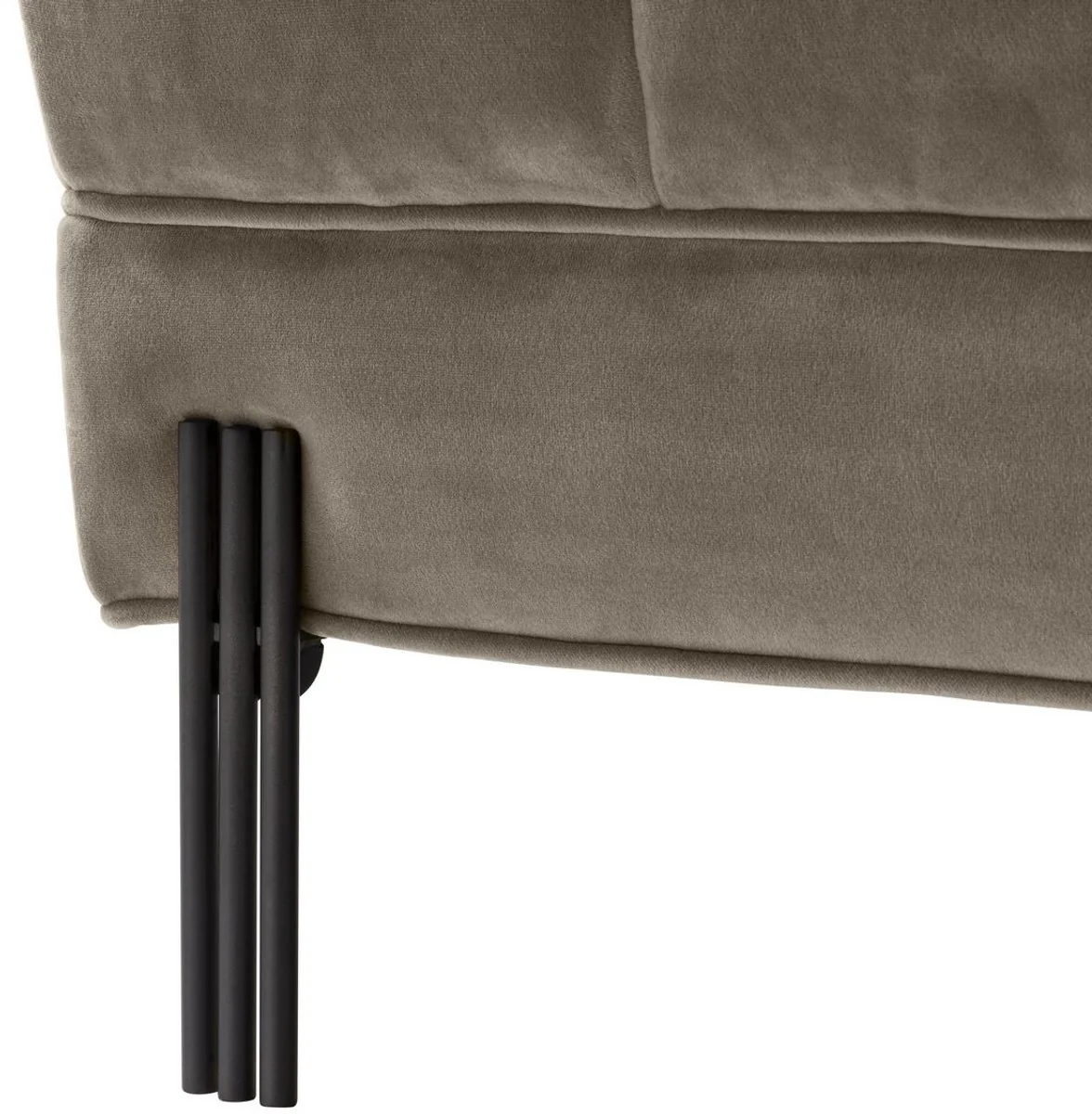 Casa Padrino banco de lujo greige / negro 133 x 59 x H. 42 cm - Banco Acolchado de Terciopelo con Patas de Acero Inoxidable - Colecci¨®n de Lujo