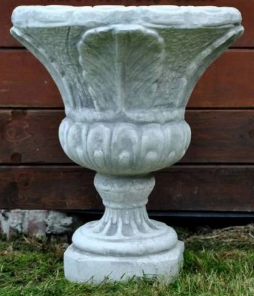 Casa Padrino maceta decorativo de jard¨ªn barroco gris ? 49 x A. 58 cm - Macetero redondo de estilo barroco - Decoraci¨®n barroco de jard¨ªn - Decoraci¨®n barroco de terraza - Accesorios barroco