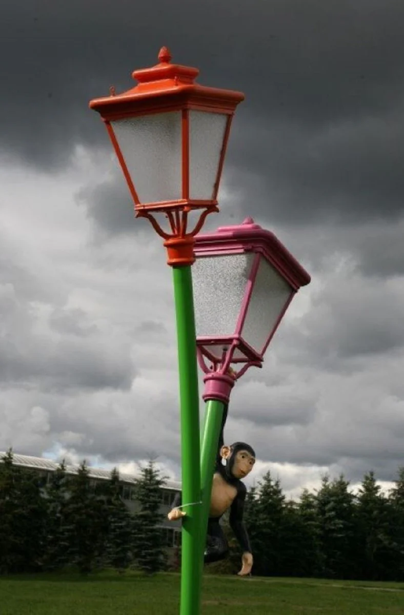 Casa Padrino linterna de jard¨ªn doble Art Nouveau verde / rosa / naranja - Iluminaci¨®n exterior
