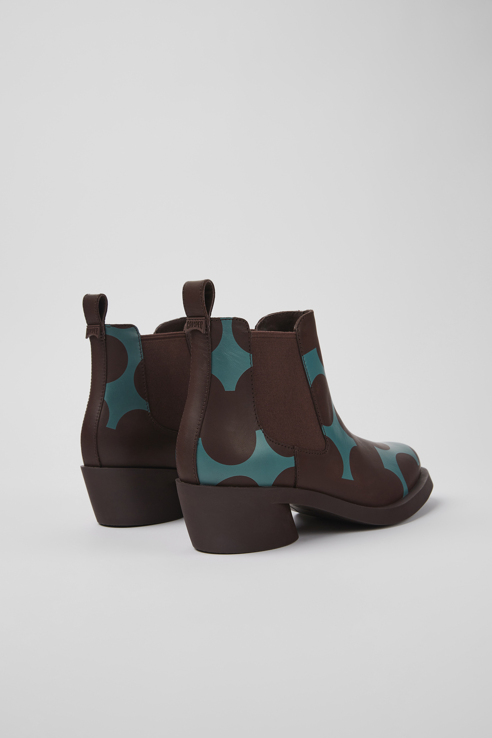 Twins - Burgundy and blue leather ankle boots for women