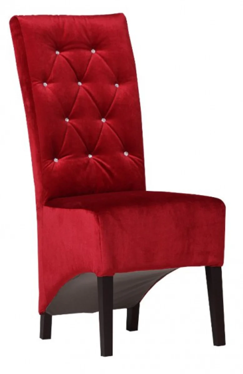 Casa Padrino Dise?ador Chesterfield silla de comedor Burdeos Rojo / Negro con Bling Bling diamantes de imitaci¨®n