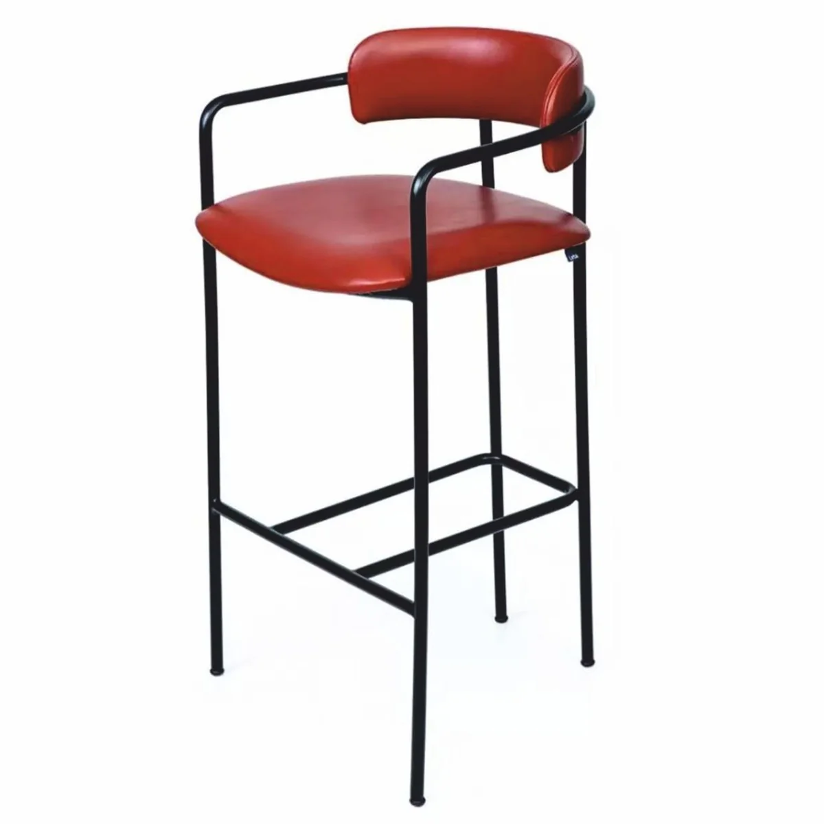 Casa Padrino silla de bar de lujo en cuero artificial rojo / negro Al. 106 cm - Muebles para hoteles y bares