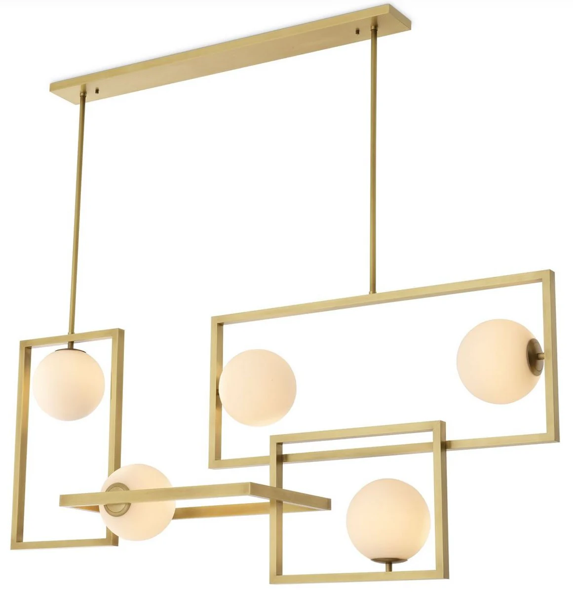 Casa Padrino lámpara de araña Art Deco de lujo latón antiguo / blanco Ø 160 x 38 x A. 70,5 cm - Lámpara de araña de salón - Lámpara de araña de hotel - Calidad de Lujo