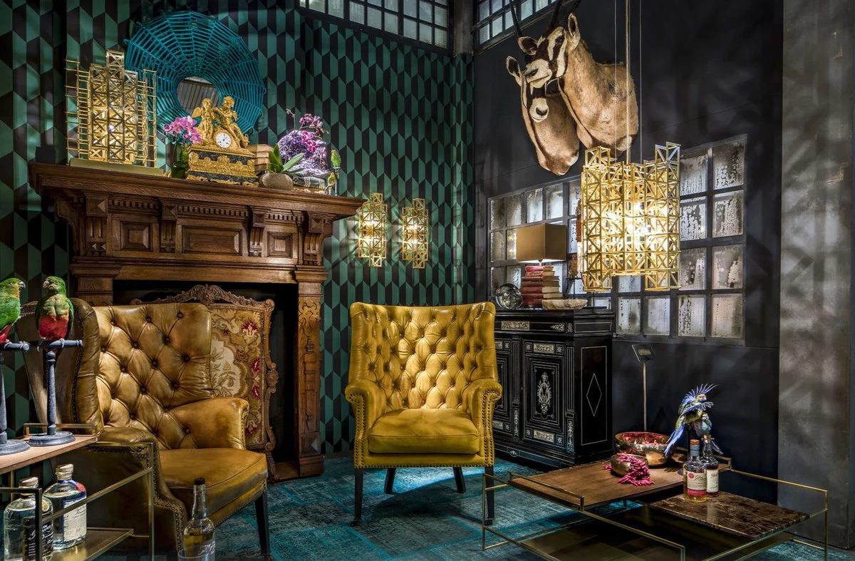 Casa Padrino dise?o l¨¢mpara de mesa lat¨®n claro 45 x 45 x H. 65 cm - muebles de hotel