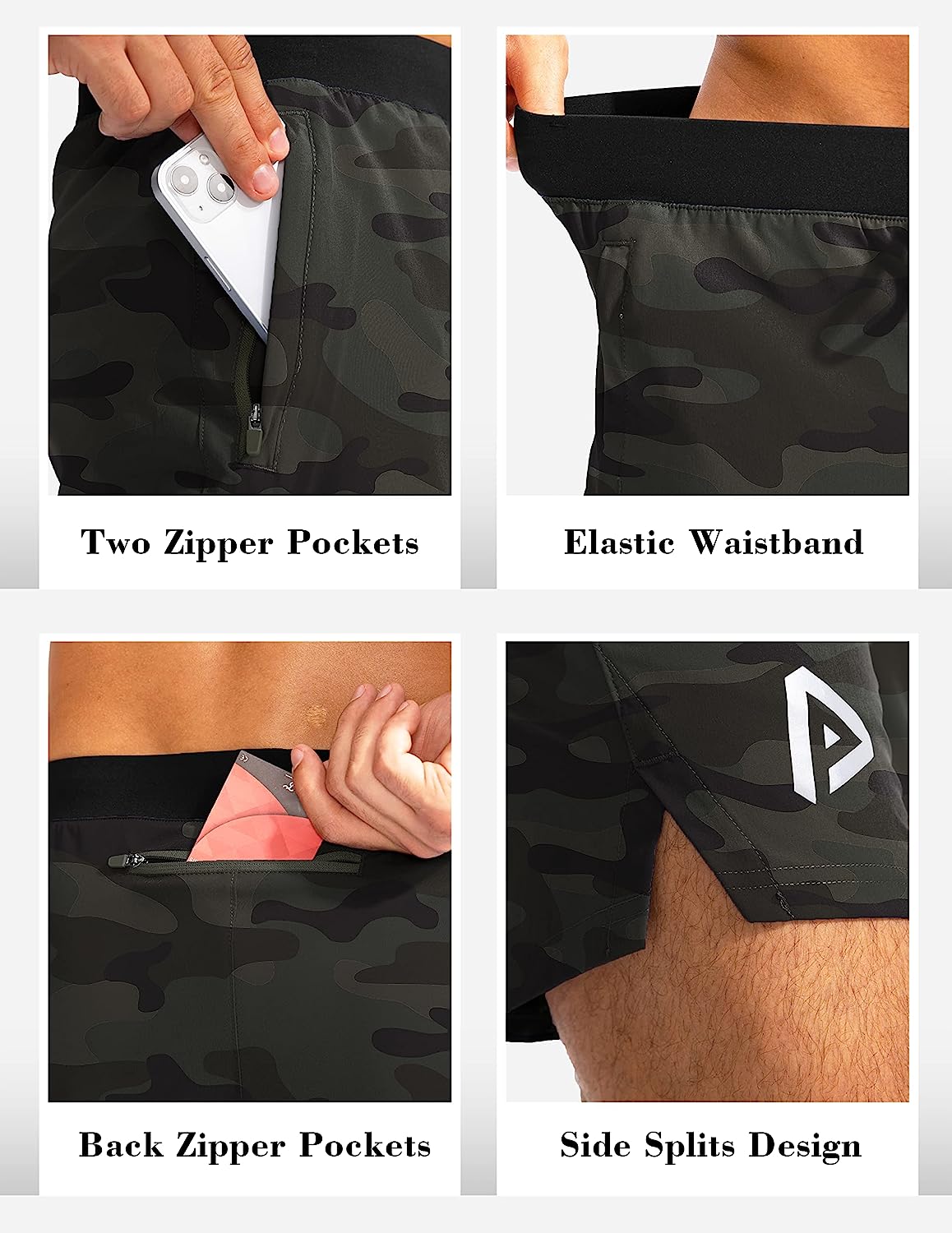 Men's Workout Running Shorts 5 Inch Lightweight Quick Dry Soccer Gym Athletic Shorts for Men with 3 Pockets