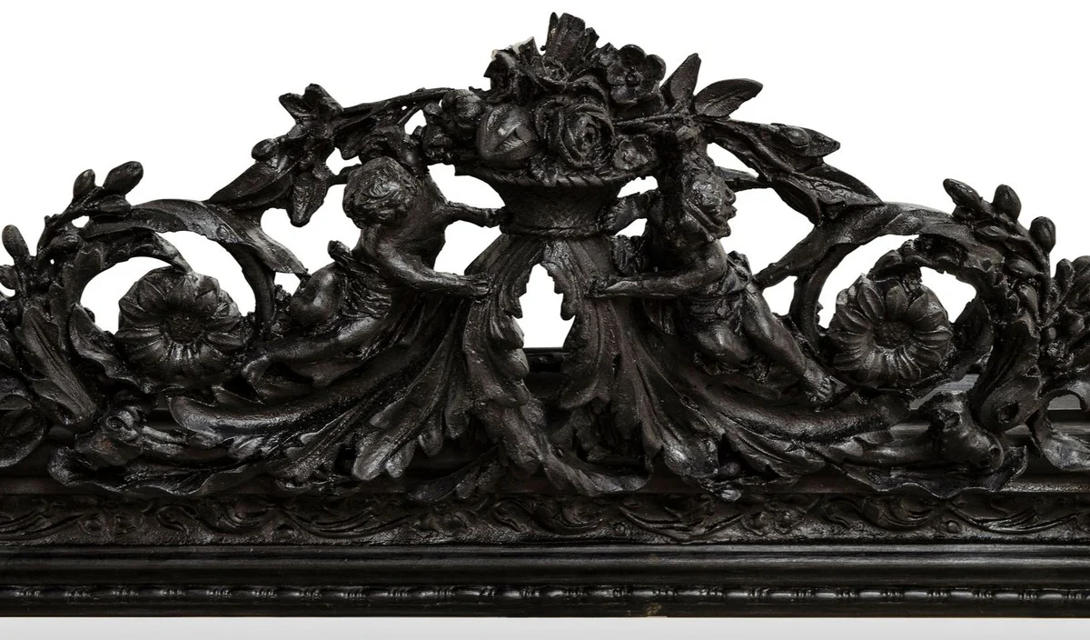 Casa Padrino espejo de pared estilo antiguo negro 142 x H. 100 cm - Muebles Barrocos