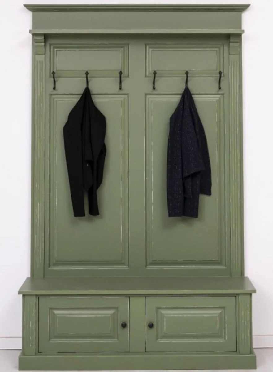Casa Padrino armario de madera maciza estilo campestre verde antiguo 140 x 41 x A. 210 cm - Armario de pared - Armario de recibidor - Muebles de recibidor - Muebles de estilo campestre