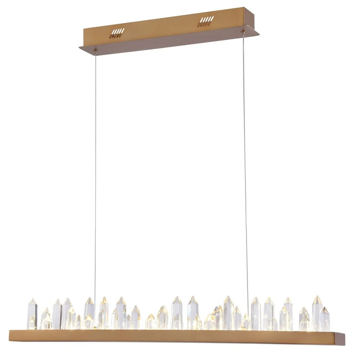 Casa Padrino LED pendant lamp with brass colored metal frame and crystal jagged 80 x 9 x H. 10.4 cm - Living Room Furniture