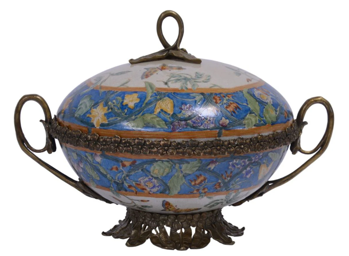 Casa Padrino luxury baroque porcelain bowl with lid 31.5 x 24 x H. 22.2 cm