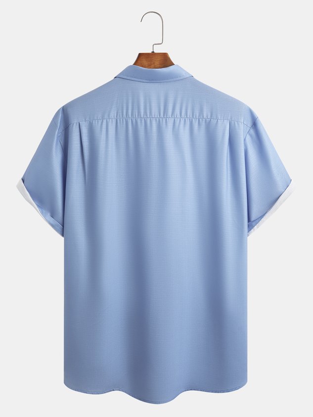 Stripe Plant Flower Short Sleeve Casual Shirt