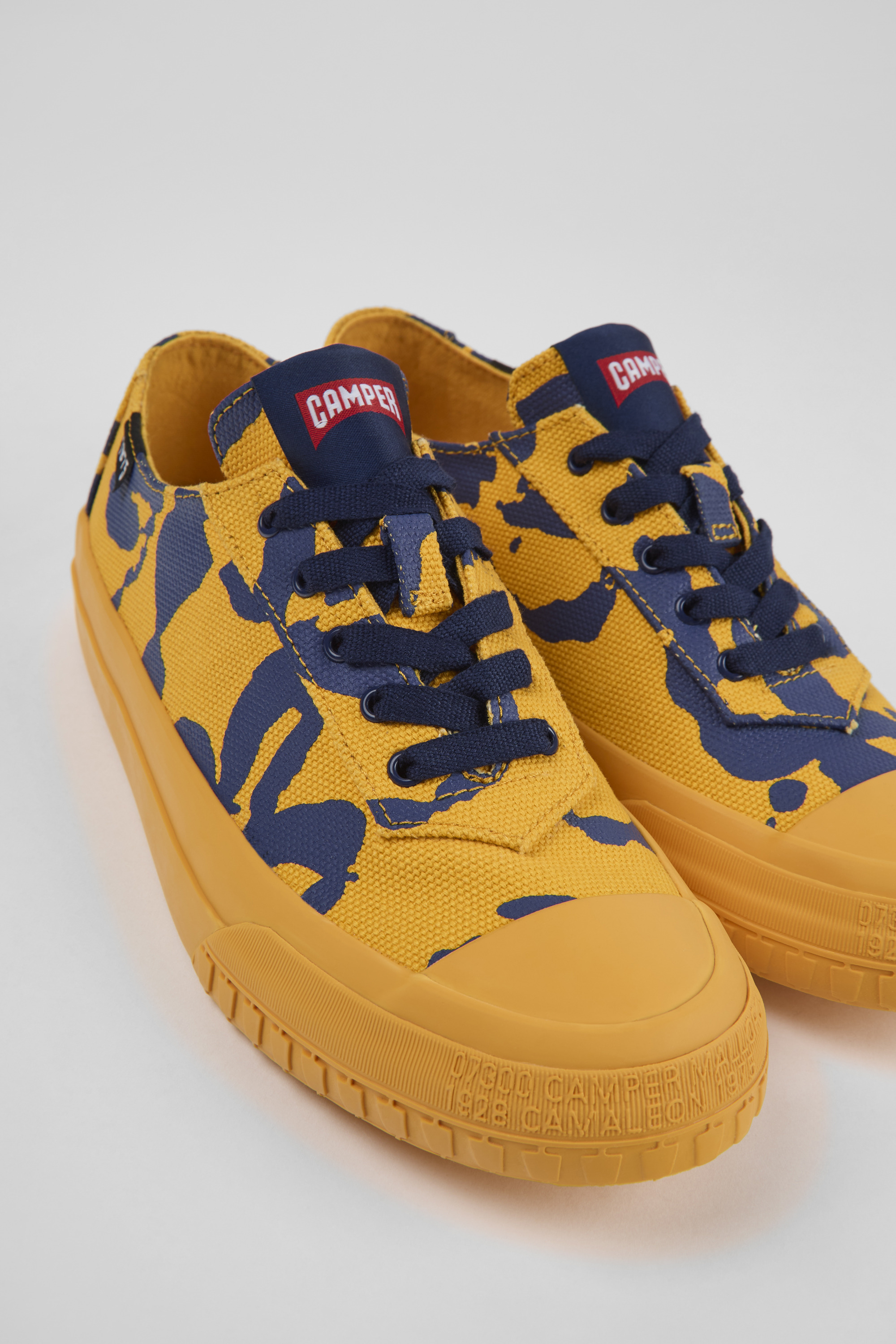 Camaleon - Orange and blue recycled cotton sneakers for women