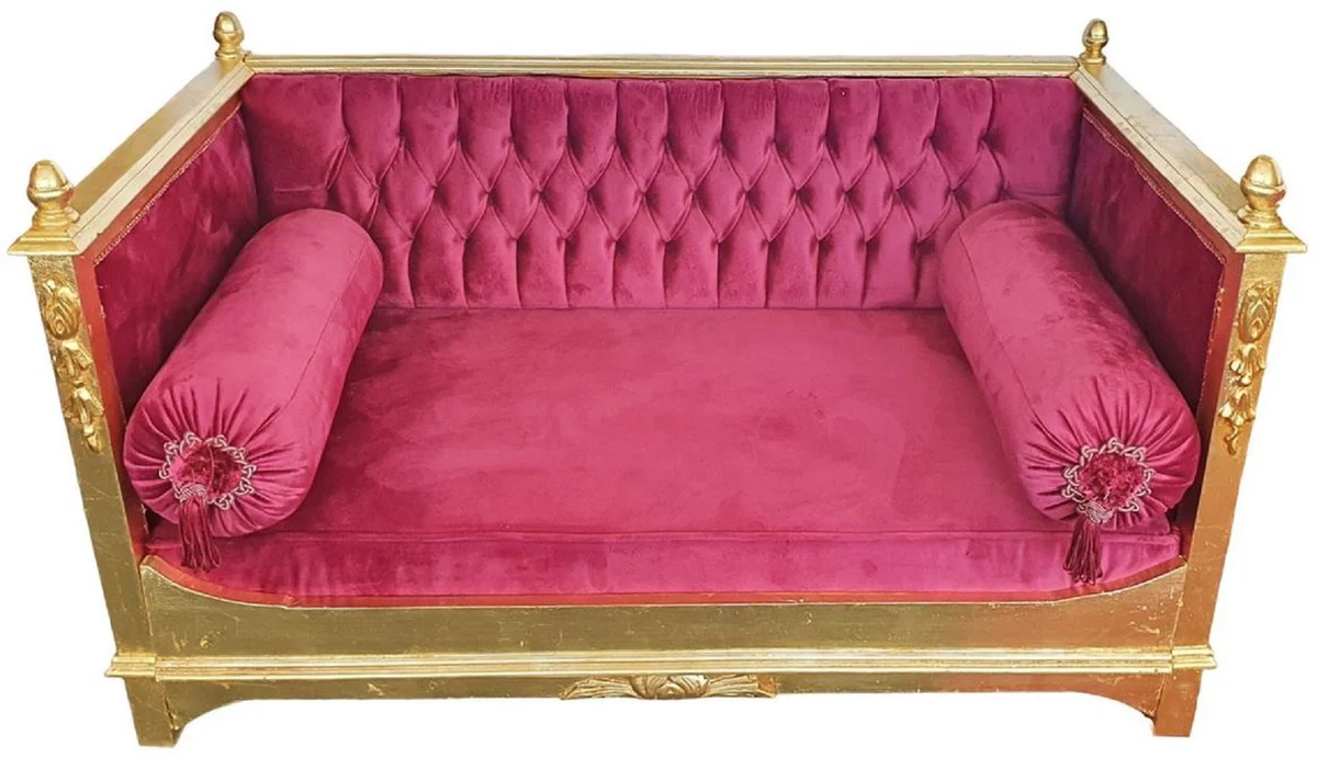 Casa Padrino cama de perro barroco rojo burdeos / oro - Magnífica cama para perros de estilo antiguo - Muebles barrocos para mascotas - Muebles para perros hechos a mano en estilo barroco