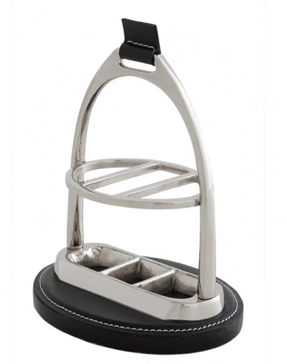 Casa Padrino Luxury Desk Set: Letter Holder and Pen stand Leather Black Pen stand - Card Holder