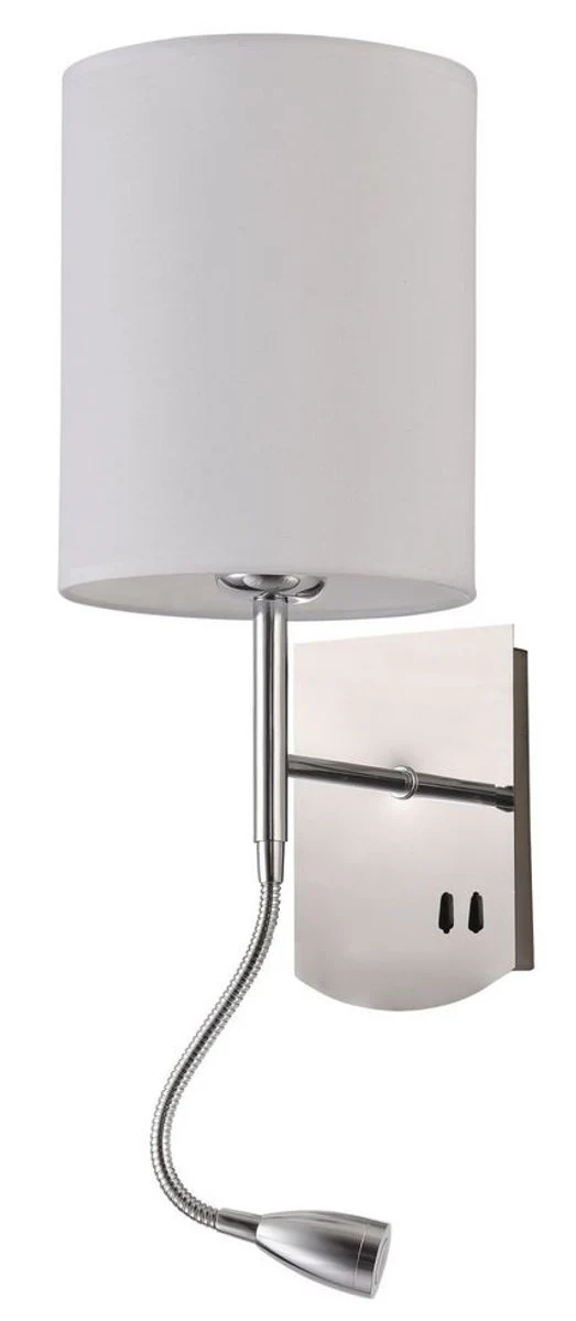 Casa Padrino Wall Sconce Silver / Cream 16 x 16 x H. 35 cm - Wall Lamp with Flexible Reading Light