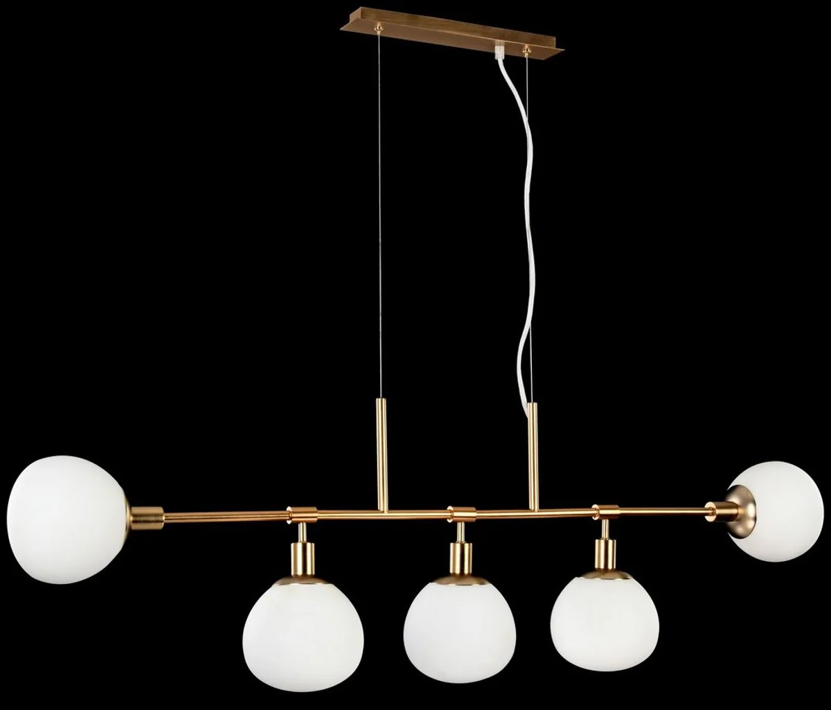 Casa Padrino lámpara de suspensión latón / blanco 120 x H 37,3 cm - Lámpara Colgante Moderna de Metal con Vidrio Esmerilado