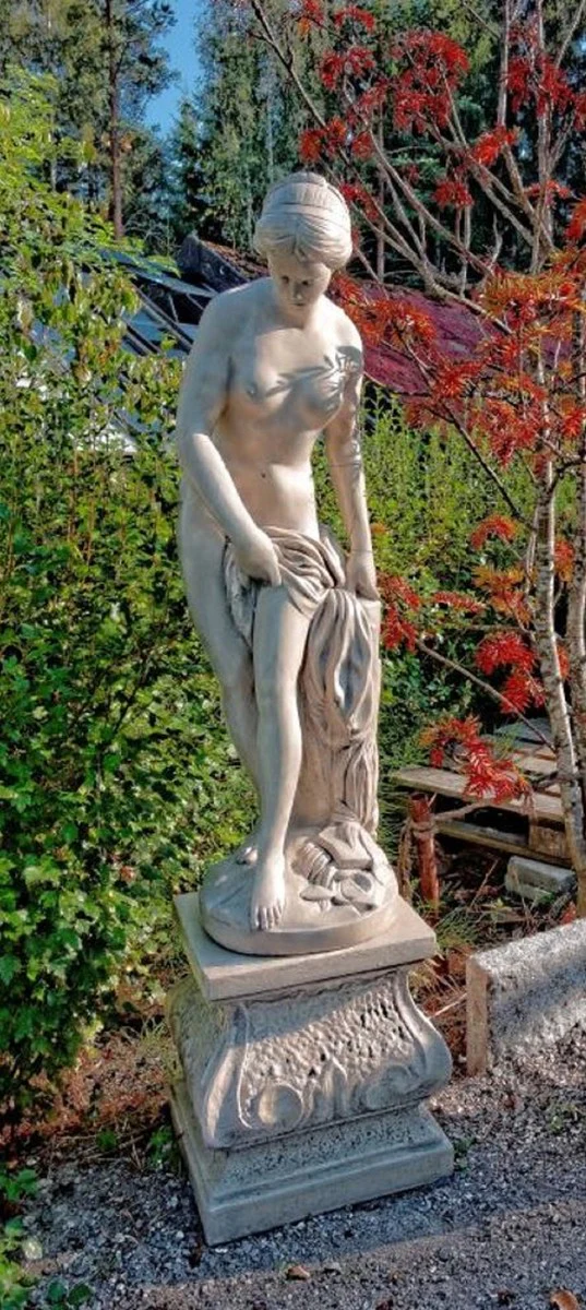 Casa Padrino escultura de decoración de jardín Art Nouveau con pedestal gris A. 163 cm - Figura de decoración de jardín - Accesorios de Decoración Jardín y Terraza