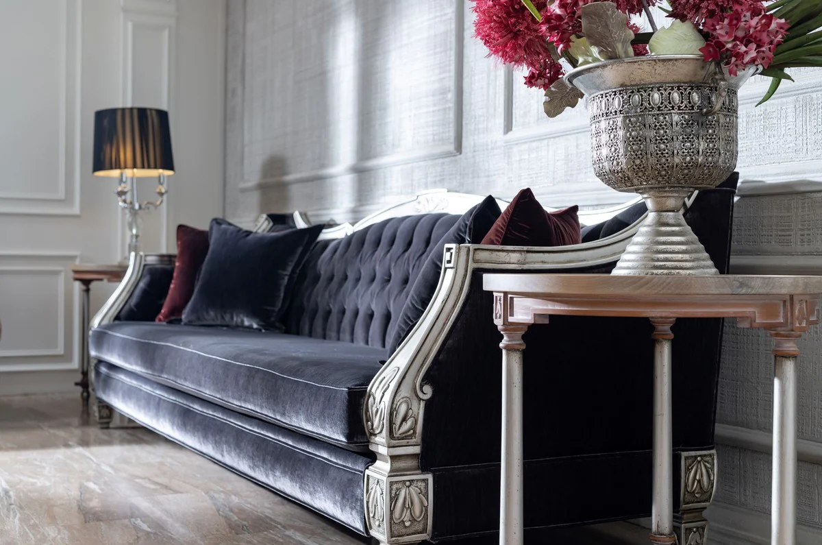 Casa Padrino sof¨¢ de sal¨®n barroco de lujo p¨²rpura / plata - Magn¨ªfico Muebles Barrocos para Sal¨®n y Hotel