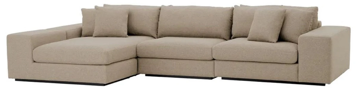 Casa Padrino sof¨¢ esquinero de lujo con cojines gris / negro 380 x 200 x A. 90 cm - Sof¨¢ de sal¨®n - Sof¨¢ de hotel - Muebles de sal¨®n - Muebles de hotel - Muebles de lujo - Calidad de lujo