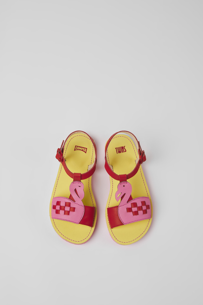 Twins Red and pink leather sandals for boys