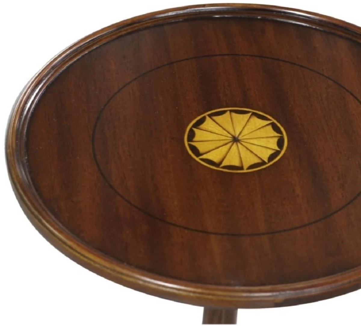 Casa Padrino Mesa Auxiliar Barroco de Lujo Marr¨®n Oscuro / Oro ? 30 x H. 62 cm - Mesa Redonda de Flores de Caoba