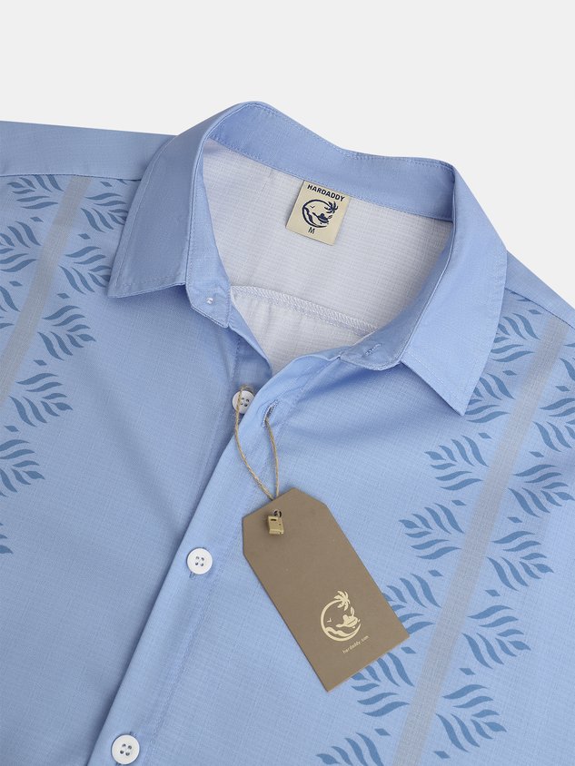 Stripe Plant Flower Short Sleeve Casual Shirt