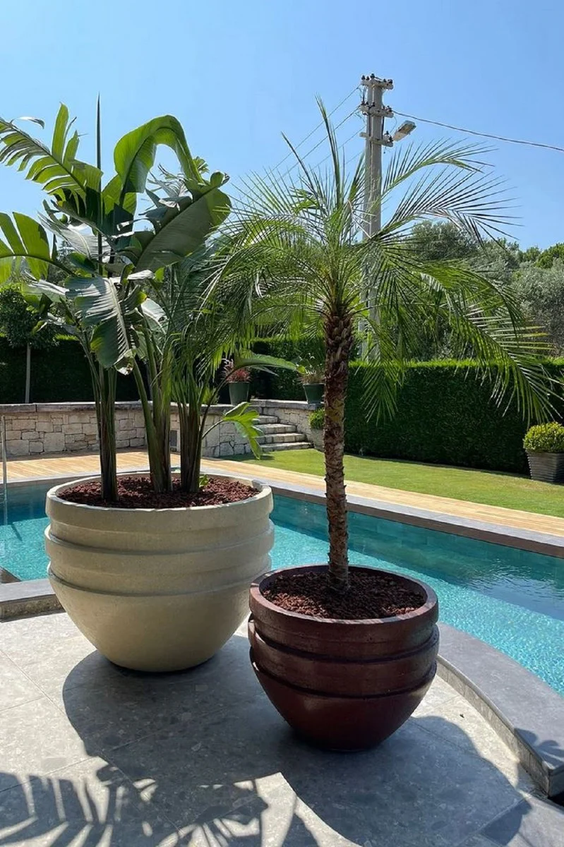 Casa Padrino maceta de hormig¨®n de decoraci¨®n de jard¨ªn XXL de lujo amarillo ? 120 x A. 90 cm