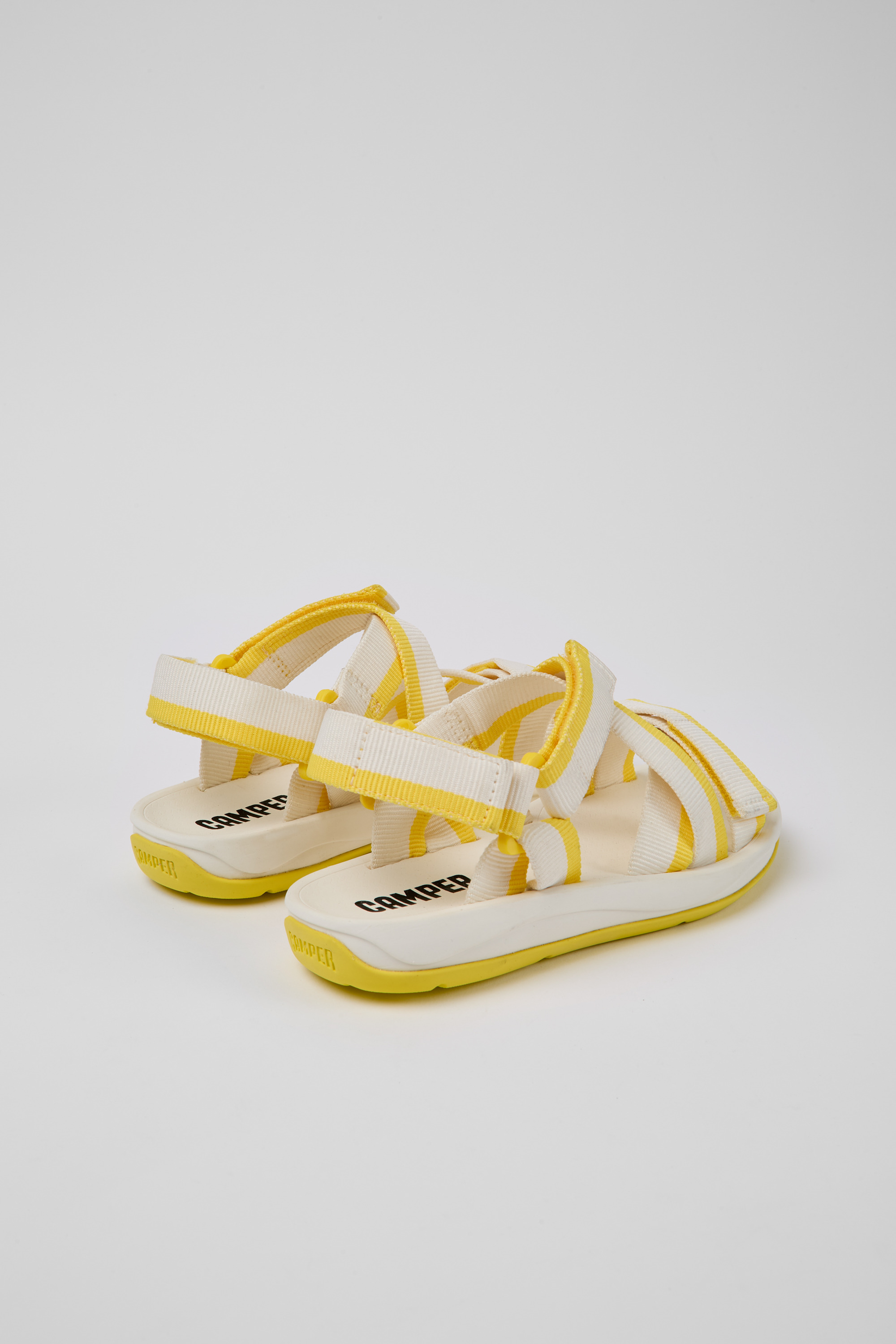 Match - White and yellow recycled PET sandals for women