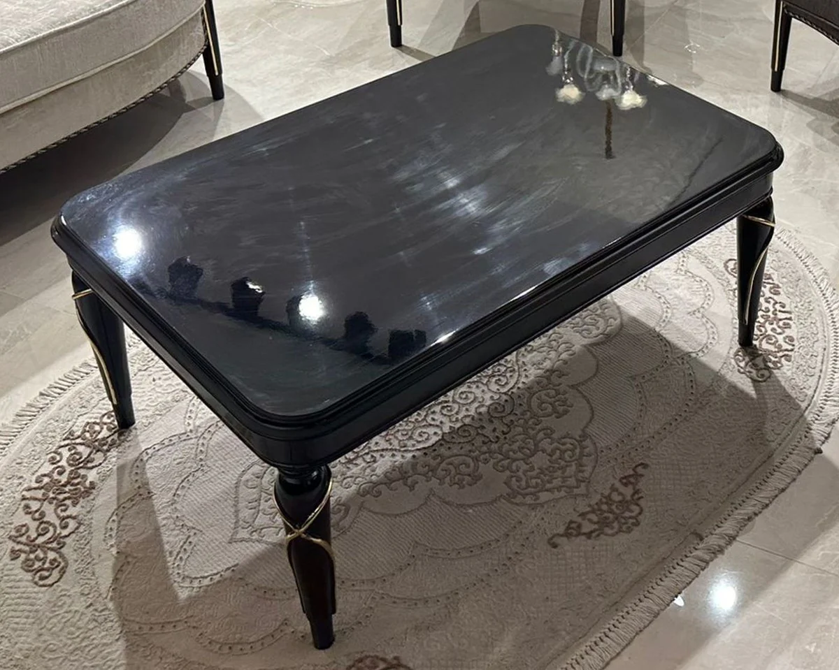 Casa Padrino mesa de centro barroco de lujo negro / oro 120 cm - Muebles de estilo barroco