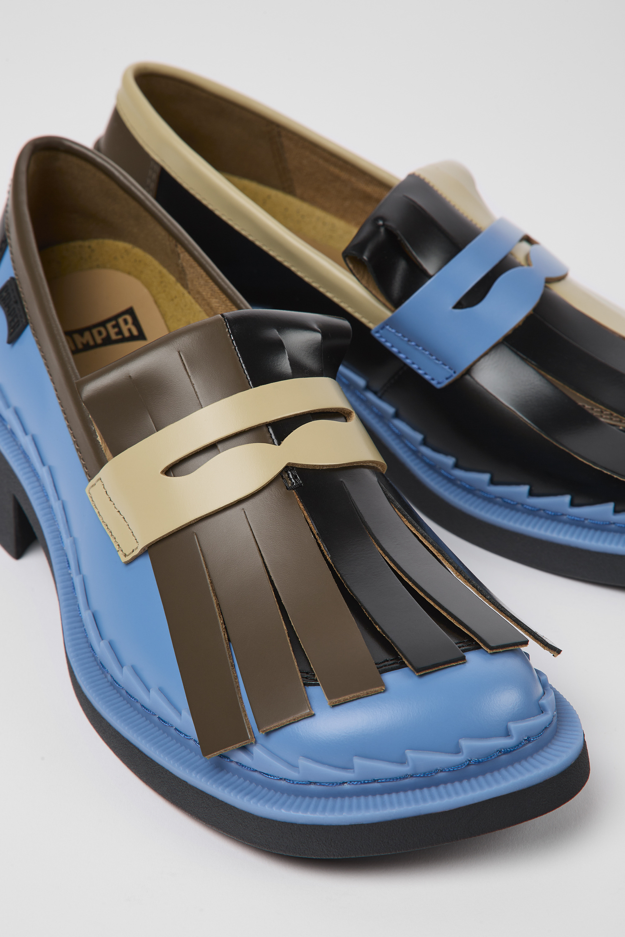 Twins - Multicolored leather loafers for women