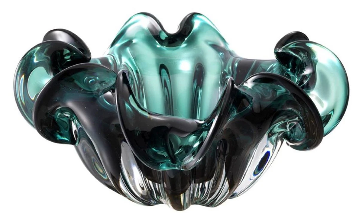 Casa Padrino tazón decorativo hecho de vidrio soplado a la boca verde Ø 21 x H. 10 cm - Accesorios de Decoración de Lujo