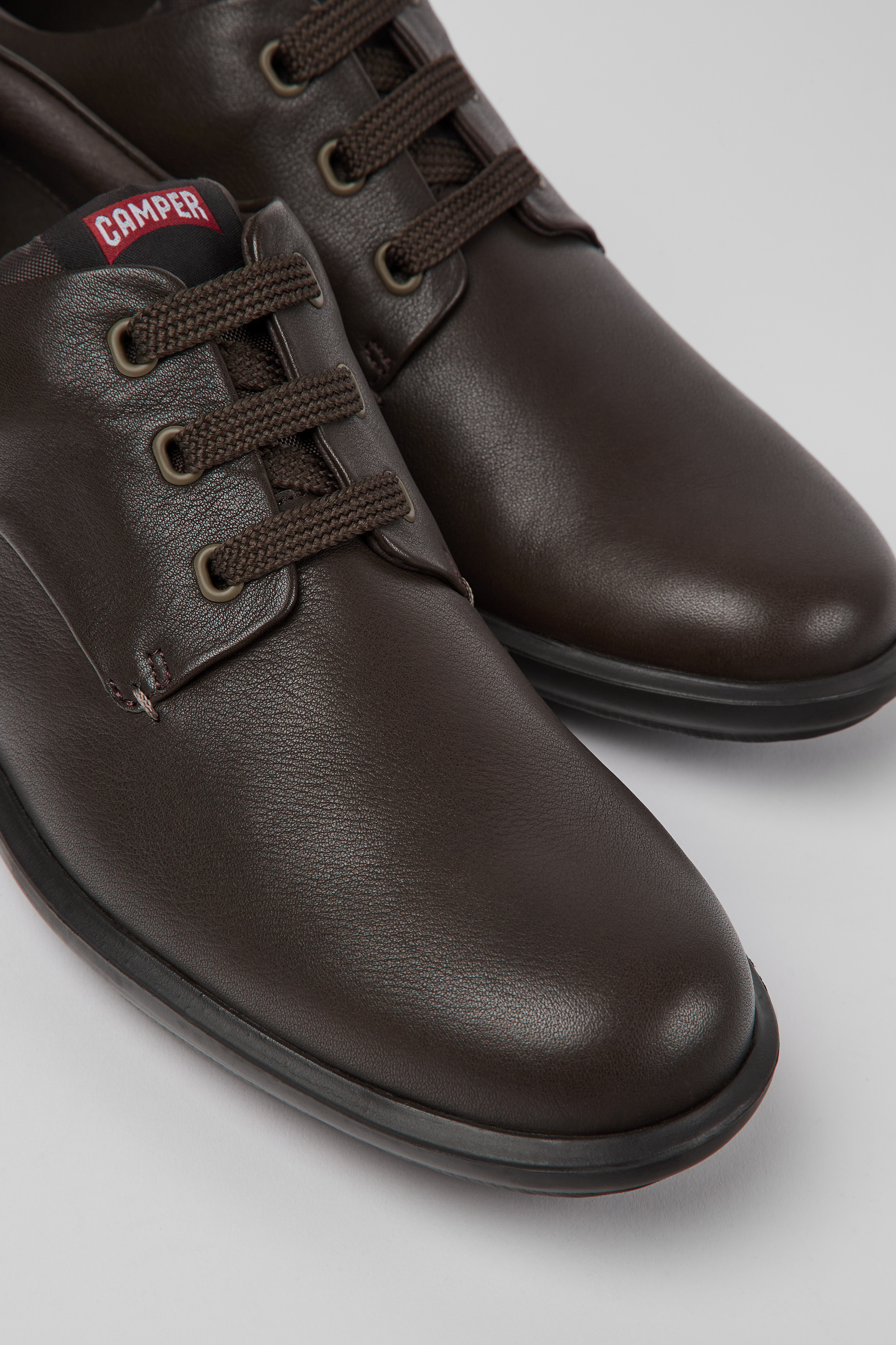 Atom Work - Dark brown blucher shoes for men