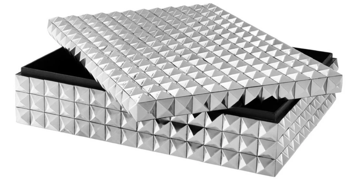 Casa Padrino ata¨²d de joyer¨ªa / caja de joya de lujo con tapa plata 40 x 30 x H. 10 cm - Calidad de Lujo