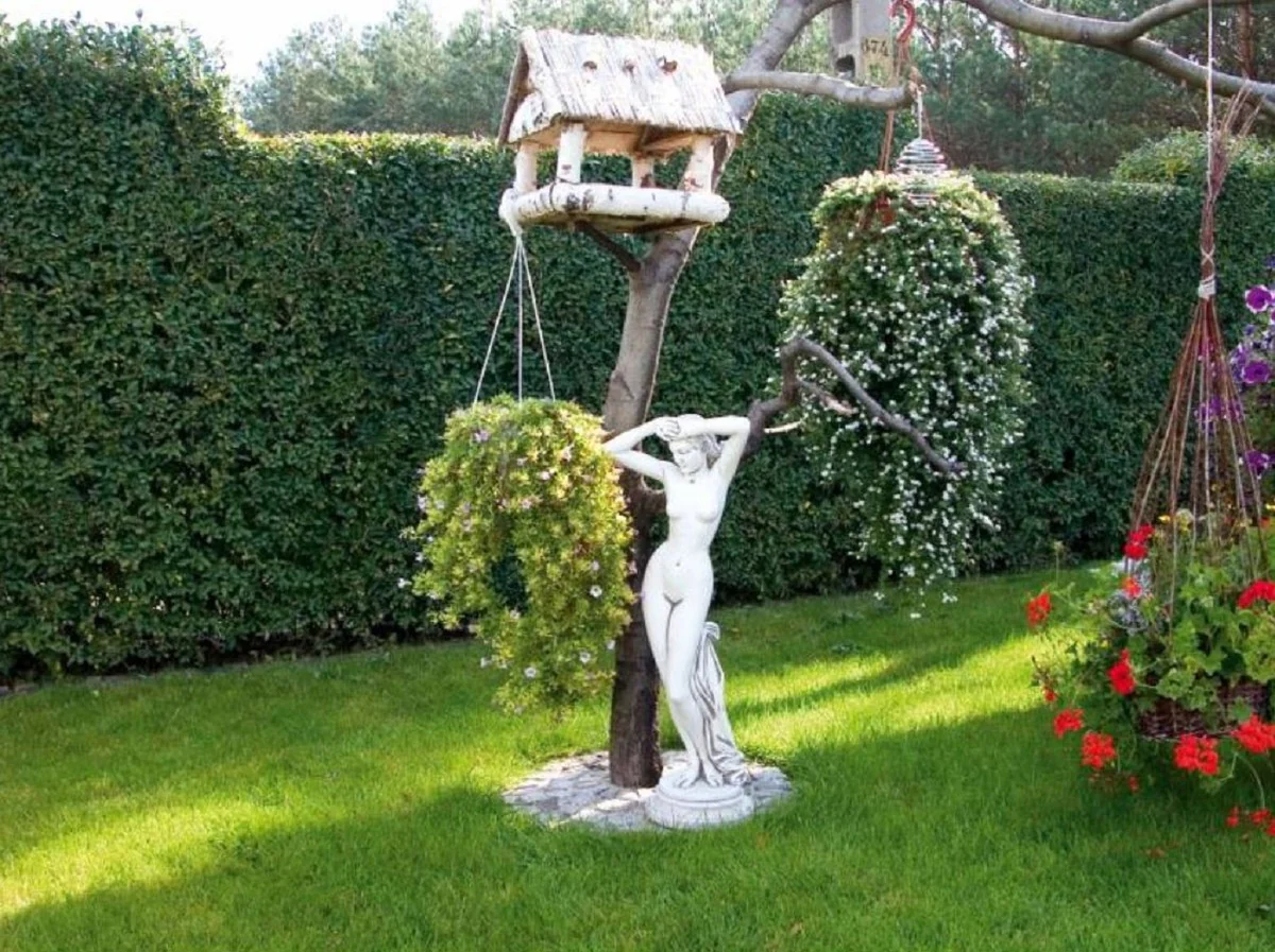 Casa Padrino Escultura de Decoraci¨®n de Jard¨ªn Art Nouveau Mujer Blanco / Gris A. 80 cm - Elegante Figura de Jard¨ªn - Accesorios de Decoraci¨®n de Jard¨ªn Barrocos y Art Nouveau