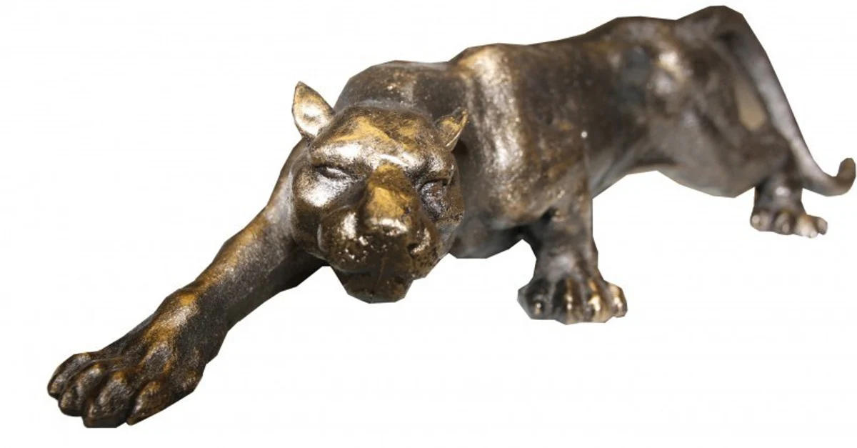 Casa Padrino Luxury Figurine Panther H 11 cm, B 41 cm, D 13 cm - Massive sculpture - precious & sumptuous