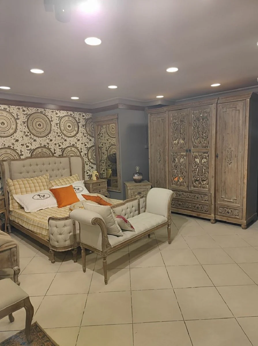 Pomp??s de Casa Padrino banco barroco Chesterfield de lujo Provenza gris / marr¨®n 170 cm - Dise?ado por Harald Gl??ckler