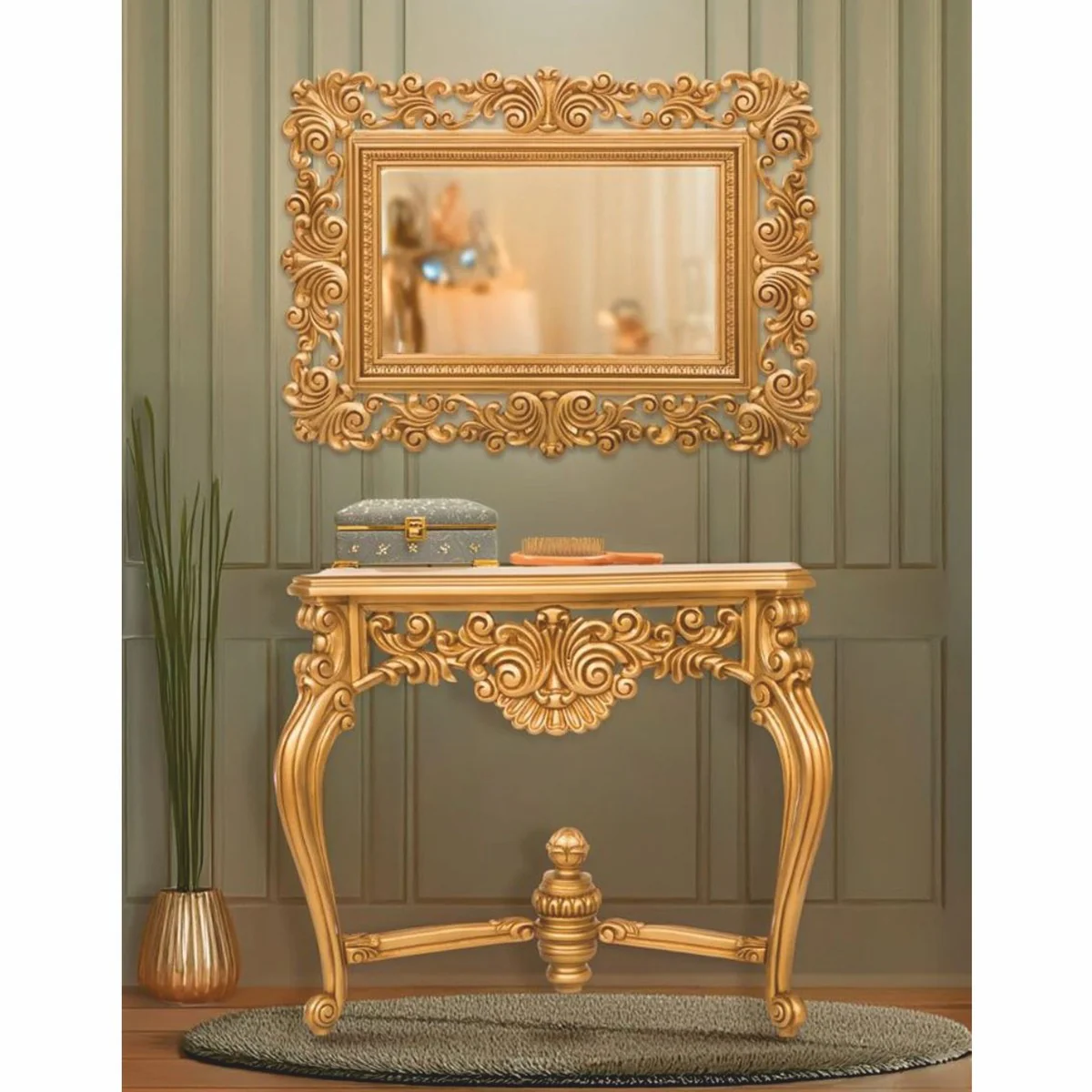 Casa Padrino consola barroco de lujo con espejo de pared oro - Magn¨ªficos muebles barrocos