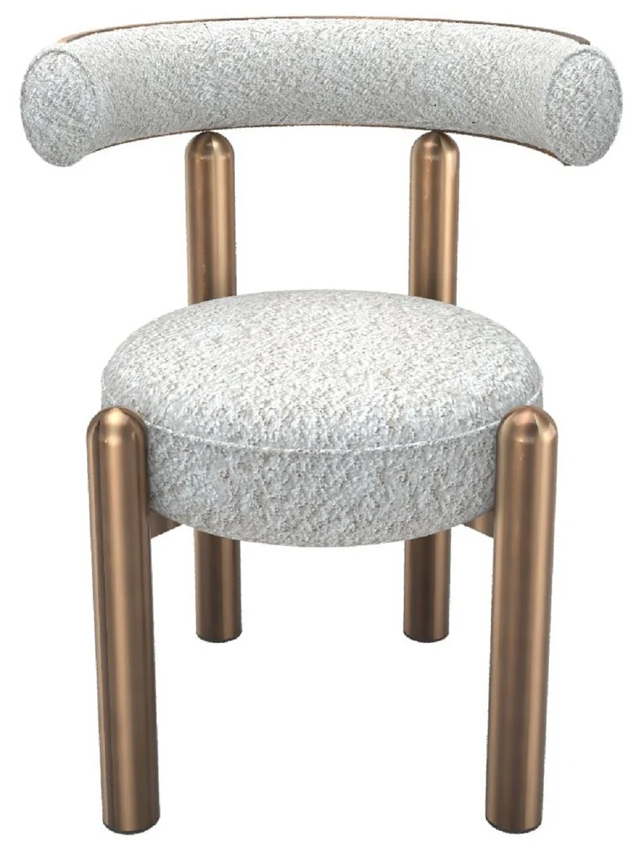 Casa Padrino silla de comedor de lujo con respaldo curvo blanco / bronce - Muebles de comedor